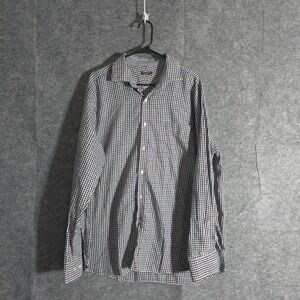 J.McLaughlin Checkered Dress Shirt Mens Sz XL Long Sleeve Gray Button Up Check